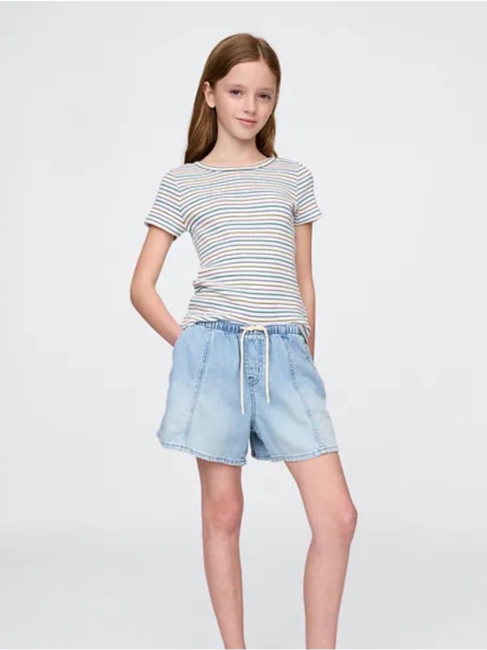 GAP KIDS Ultra Soft Denim Pull On Easy Shorts XXL 14/16 Light Blue